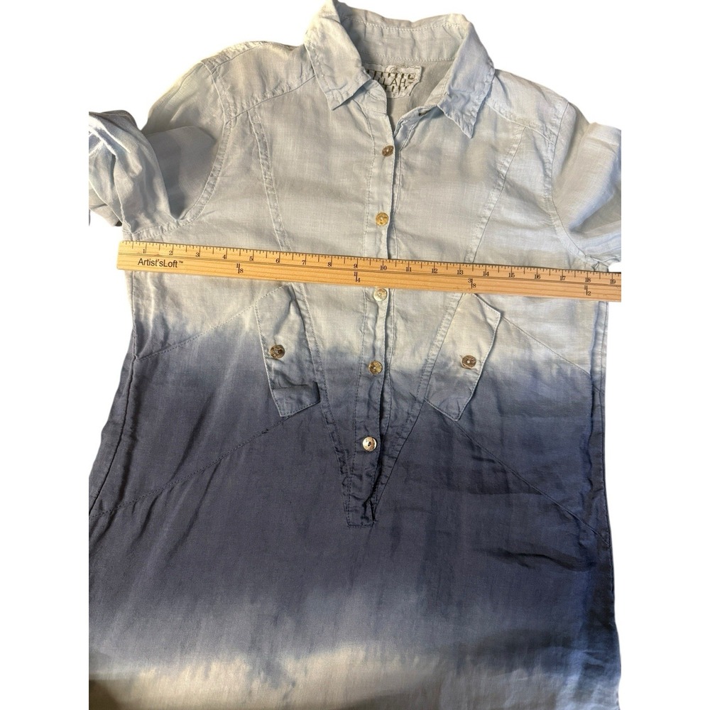 Beulah Style Ombre Tunic Top Womens Small Blue White Dip Dye Boho Casual - Picture 10 of 16